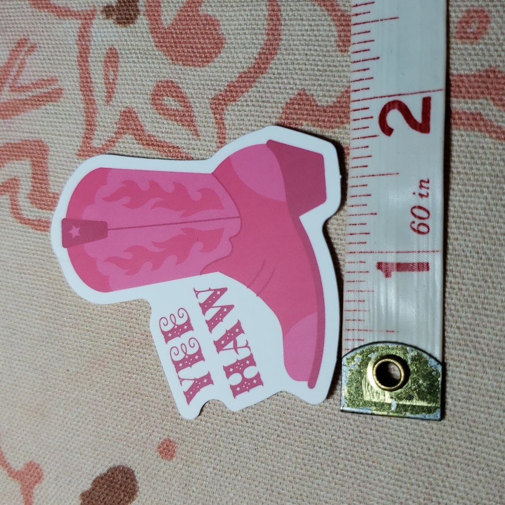 Pink Cowboy Boot Sticker Yee Haw Sticker (G) - Picture 3 of 4